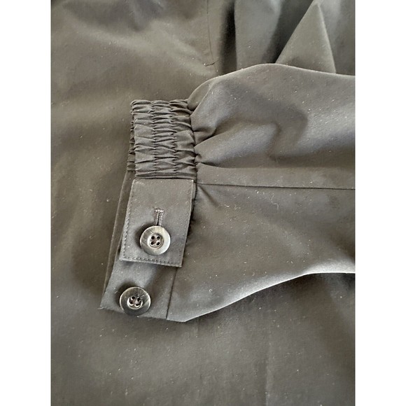 LL Bean Black Oversized Utility Jacket Women Size L Pockets Front Zipper Collar - Picture 9 of 12